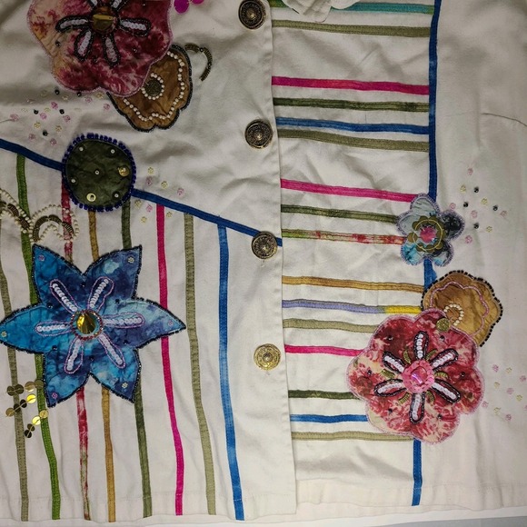 Vtg Indigo Moon Jacket Size 2X Floral Embroidered Appliqué Beaded Cotton NWT - Picture 9 of 9